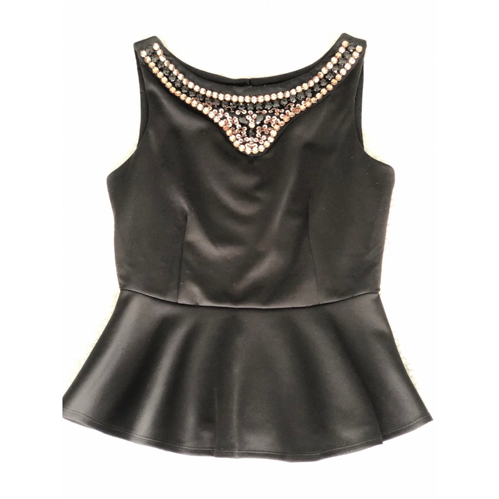 Jeweled collar peplum tank
